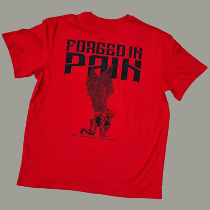 "FORGED IN PAIN" - OVERSIZE Chili Red T-Shirt