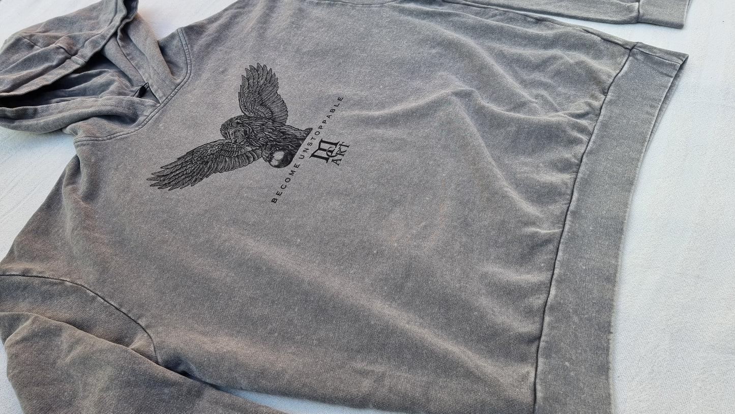 "STRENGTH" - Unique Oversize Acid Wash Granite Hoodie