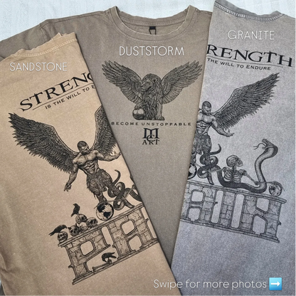 "STRENGTH" - Unique OVERSIZE Acid Wash Dust Storm T-Shirt