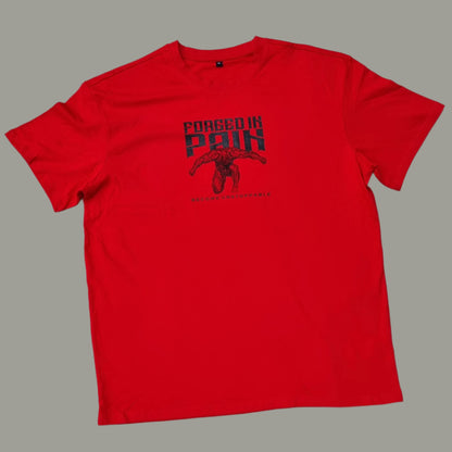 "FORGED IN PAIN" - OVERSIZE Chili Red T-Shirt